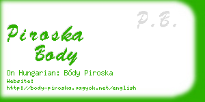 piroska body business card
