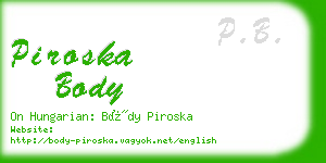 piroska body business card